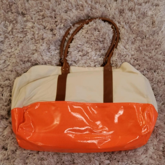 Simply Vera Wang Cream, Neon Orange Beach Tote - Picture 3 of 5